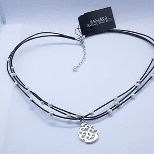 New with Tags Boho Style Rubber Faux Pearl and Sterling Necklace